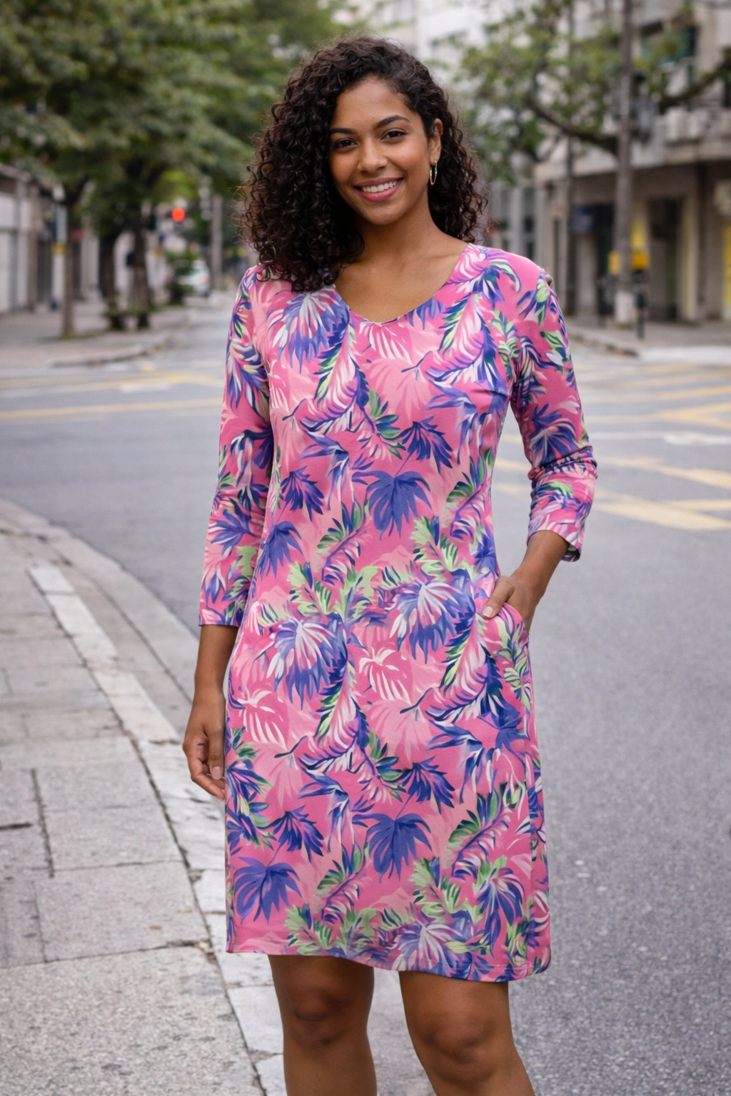 Banana Boat UPF 50+ V-Neck Long Sleeve Printed Dress - Image 5