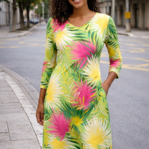 Banana Boat UPF 50+ V-Neck Long Sleeve Printed Dress