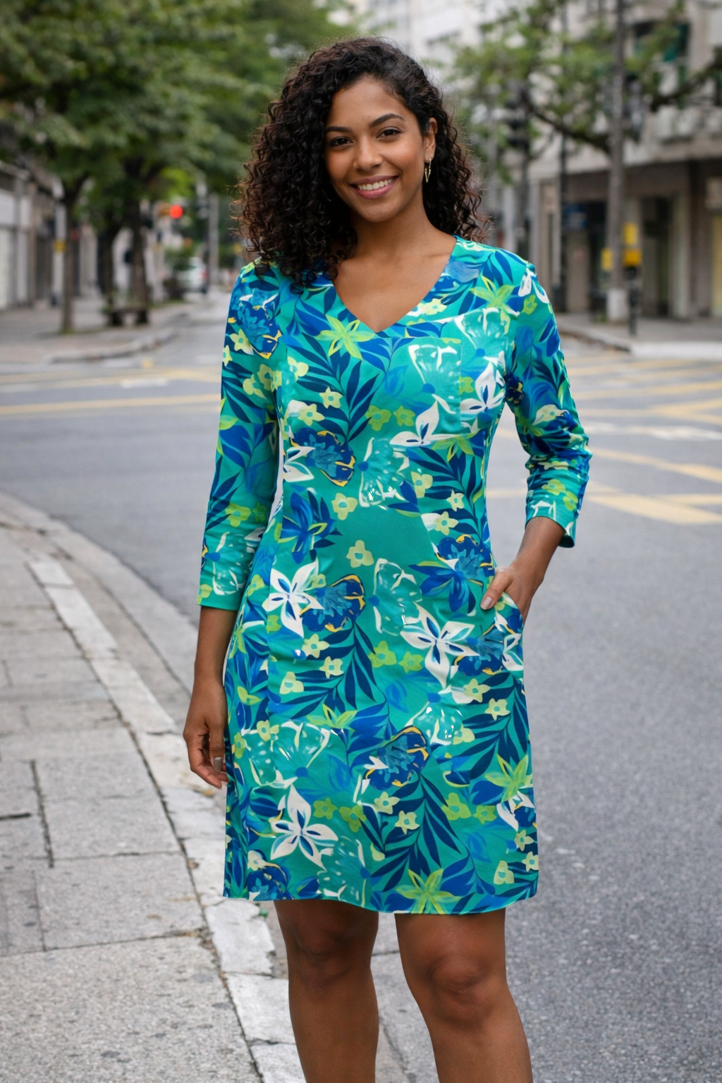 Banana Boat UPF 50+ V-Neck Long Sleeve Printed Dress - Image 8