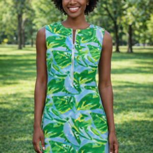 Banana Boat UPF 50+ Sleeveless Front Zip Printed Short Dress