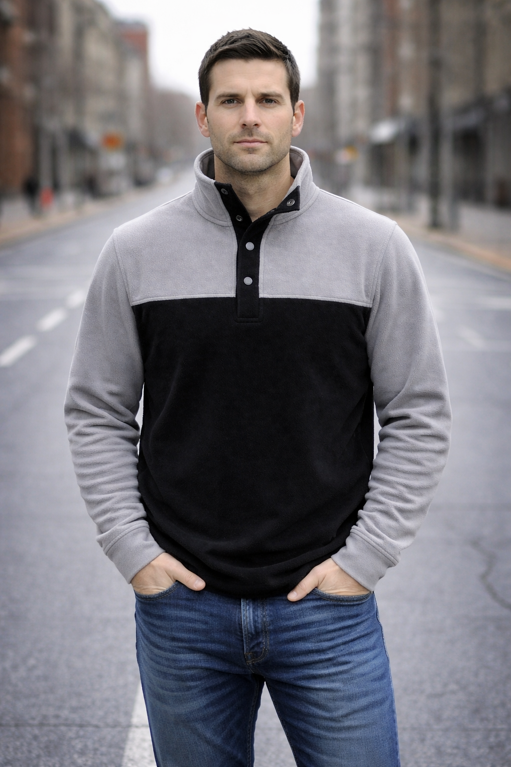 Banana Boat Men UPF 50+ 2 Tone Pollar Fleece Jacket With Snaps