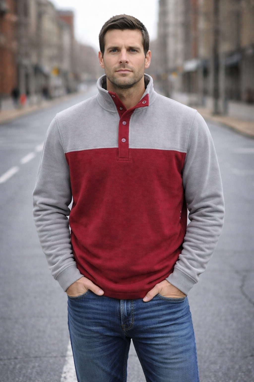 Banana Boat Men UPF 50+ 2 Tone Pollar Fleece Jacket With Snaps - Image 3