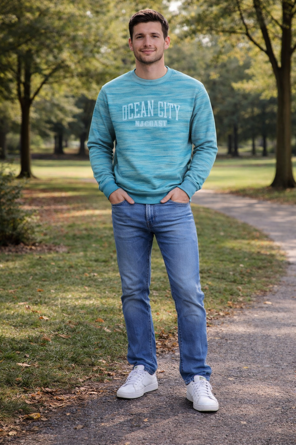 Basix of America UPF+ Crew Neck Space Dye Fabrics Pull-on Sweatshirt - Image 2