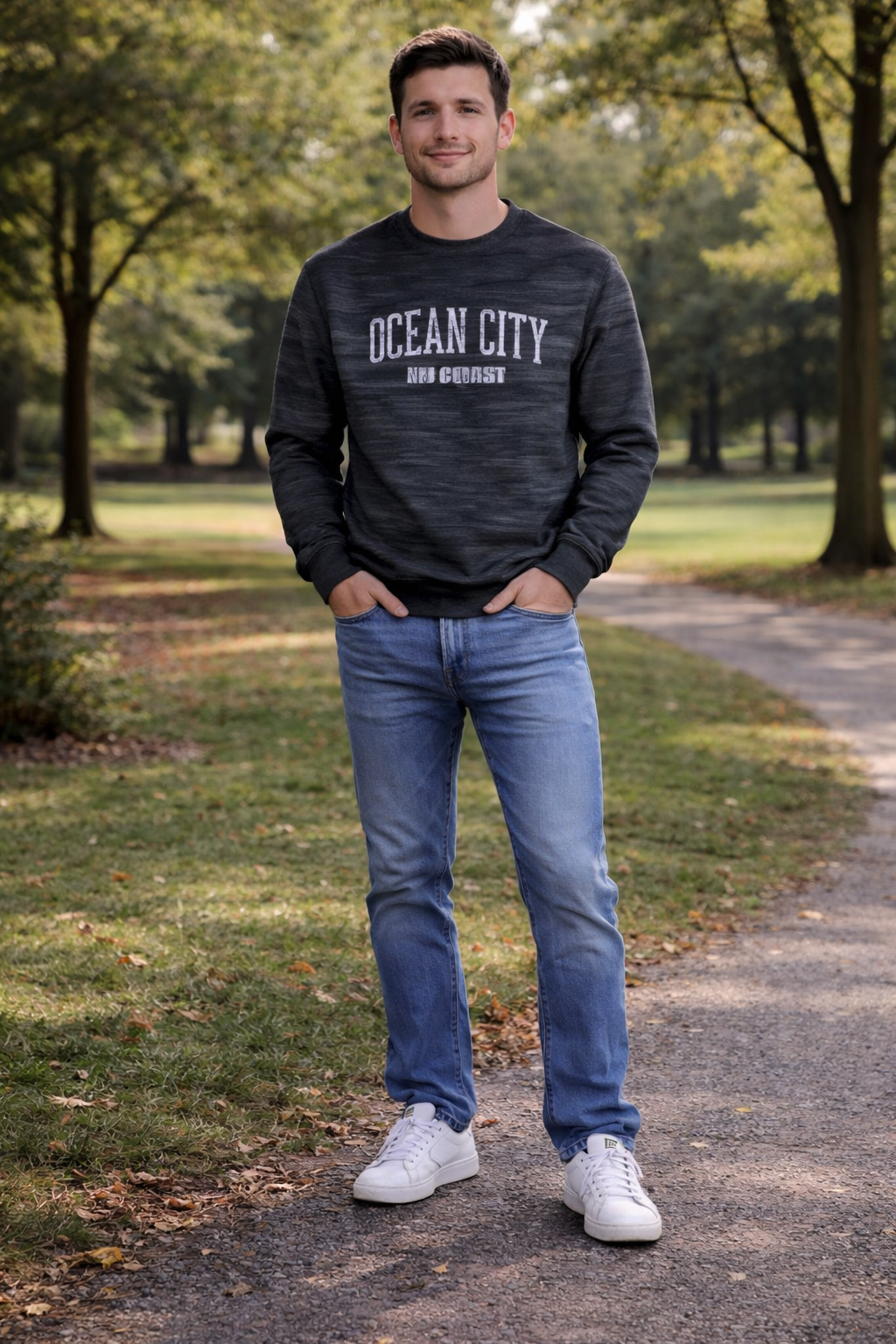 Basix of America UPF+ Crew Neck Space Dye Fabrics Pull-on Sweatshirt - Image 3