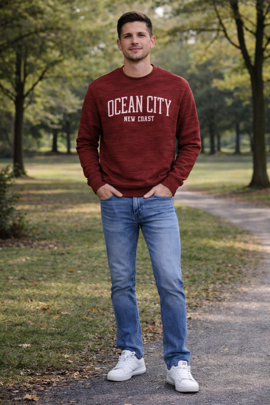 Basix of America UPF+ Crew Neck Space Dye Fabrics Pull-on Sweatshirt - Image 4