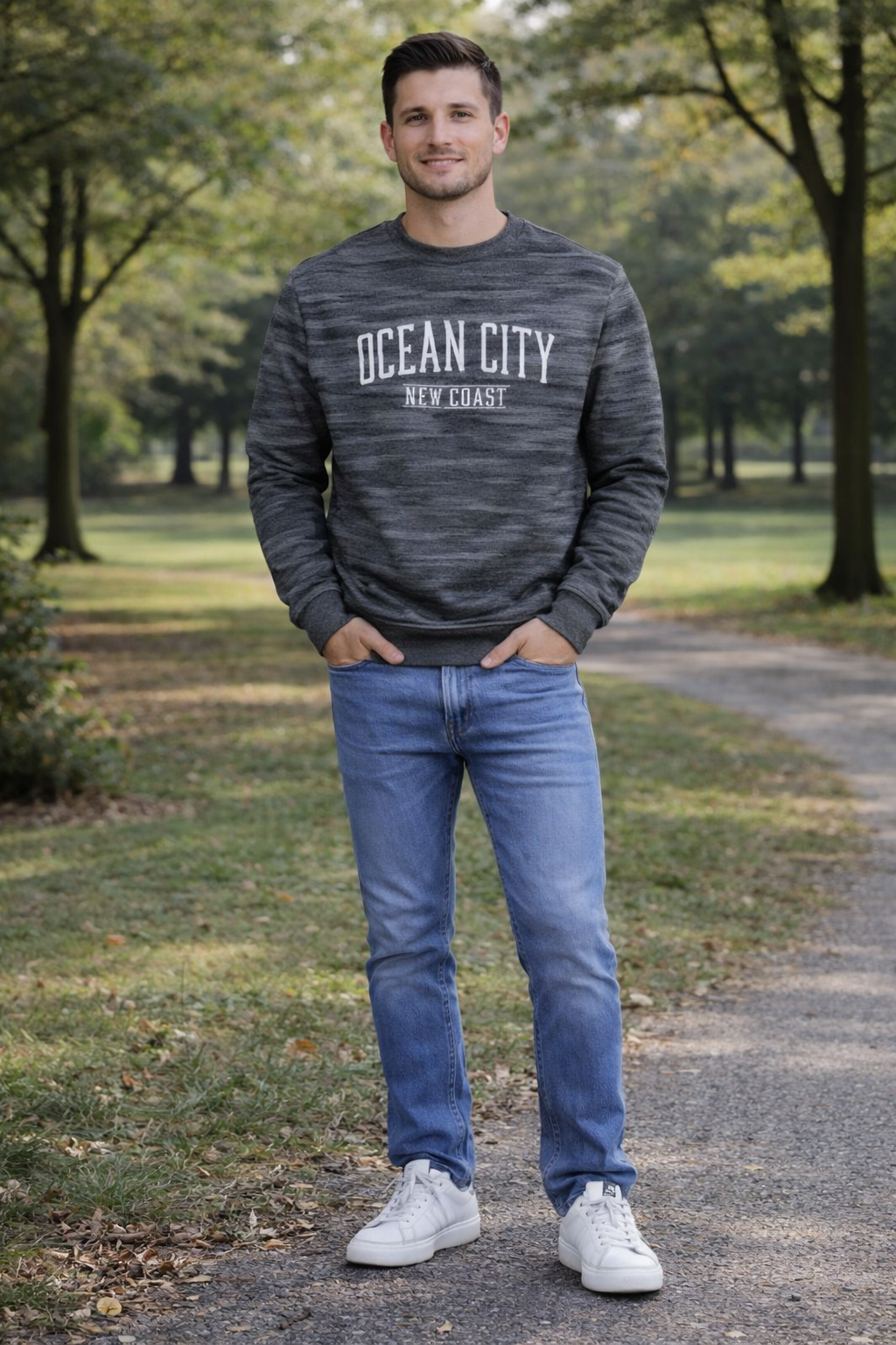 Basix of America UPF+ Crew Neck Space Dye Fabrics Pull-on Sweatshirt - Image 6