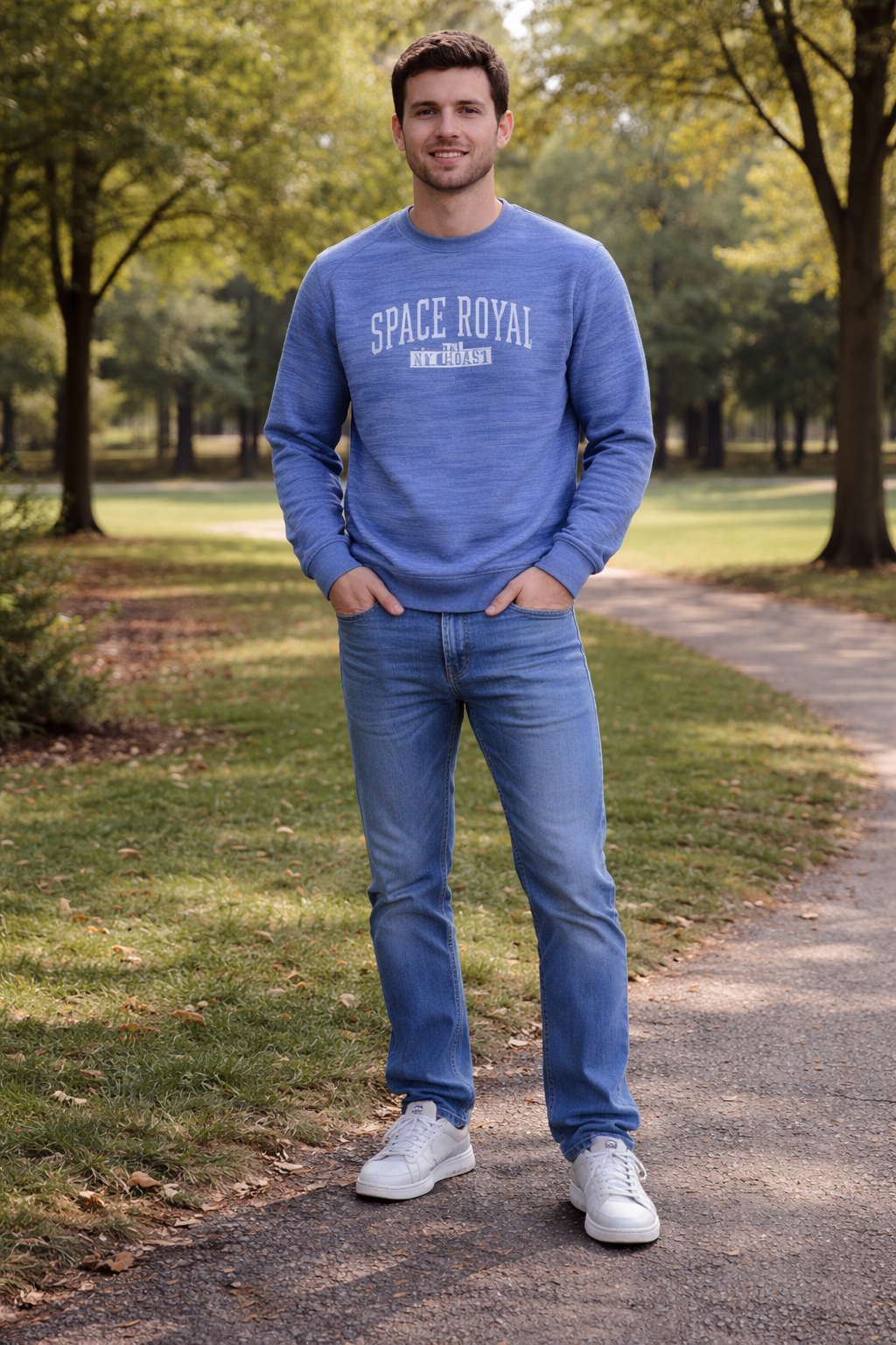 Basix of America UPF+ Crew Neck Space Dye Fabrics Pull-on Sweatshirt