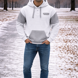 Basix of America 2 Tone Hooded Pullover Nantucket Sweatshirt With Button